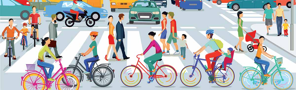cyclistes pietons